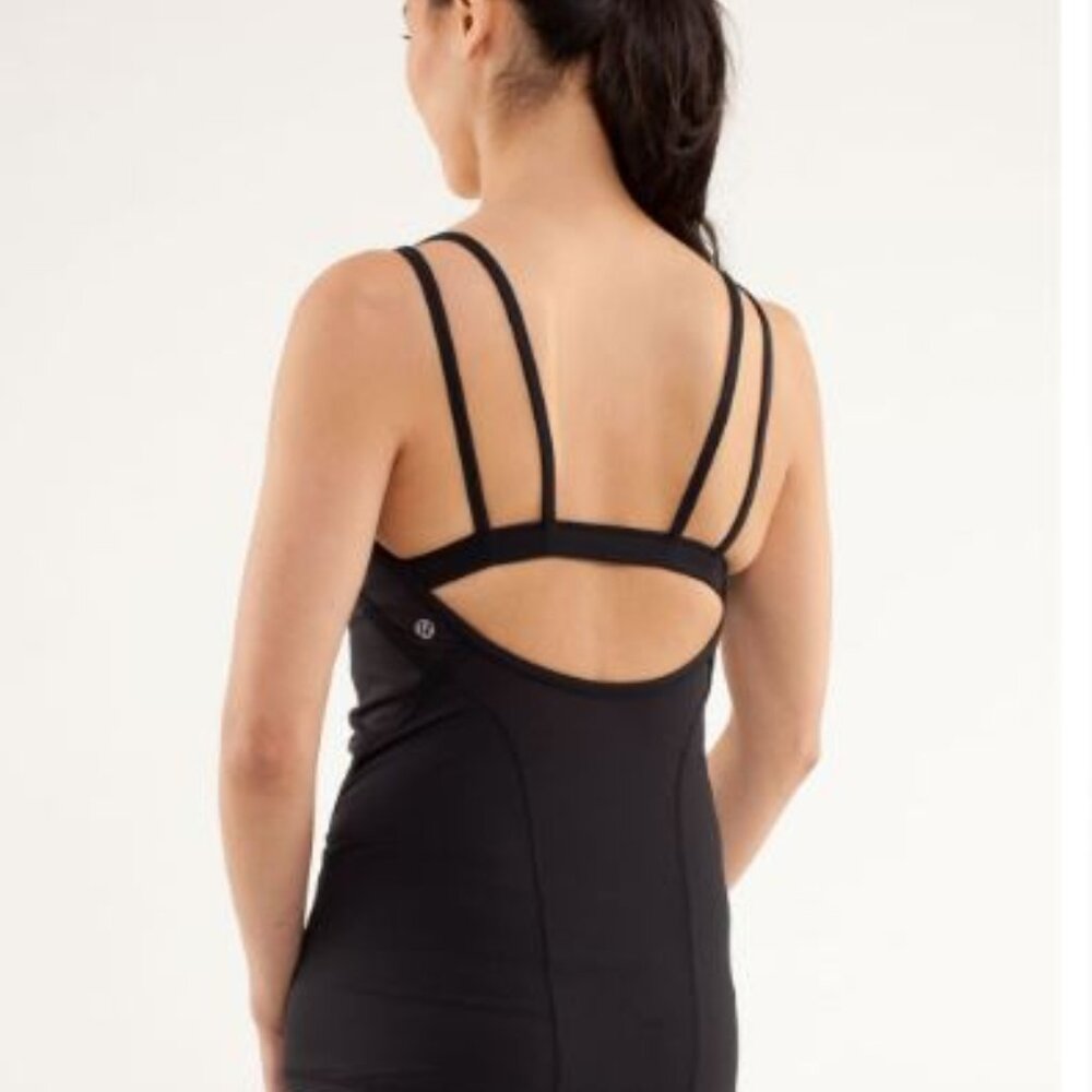 LULULEMON| Ignite Tank - Strappy, built in bra, mesh - BLK EUC SZ 6/8